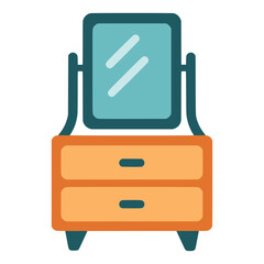 table mirror makeup fashion stylish furniture decoration flat color vector illustration template design