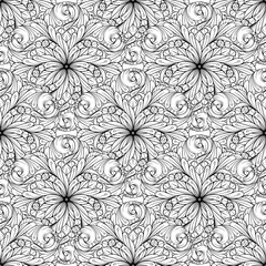 Fototapeta premium Abstract swirl seamless pattern. Intricate mandalas doodle background.
