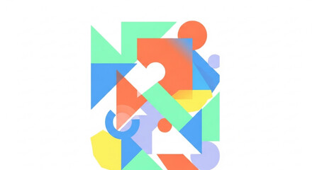 A colorful abstract vector graphic composed of various geometric shapes