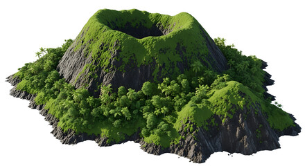 Tropical Island with Lush Green Volcano
