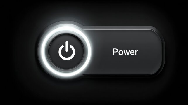 Power Icon on Dark Control Panel Ready for System Reboot and User Action in Digital Environment