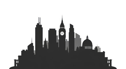 Obraz premium London Skyline Silhouette with Big Ben and Modern Buildings