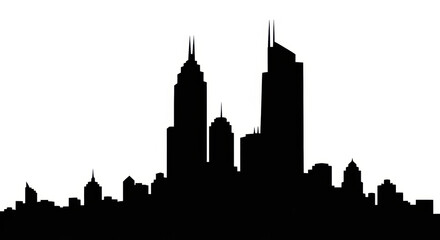 Modern City Skyline Silhouette at Dusk