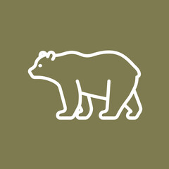 Obraz premium Minimal walking bear outline in simple line style isolated on plain background suitable for logo, branding, and wildlife themed design