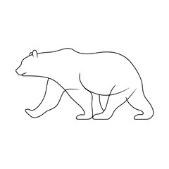 Minimal continuous line bear walking side view animal outline vector illustration isolated on light background wildlife symbol simple modern design
