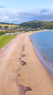 Vertical Aerial View of Sandy Beach and Coastal Shoreline in Scotland