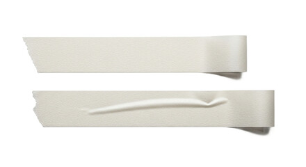 White paper tape roll and strip mockup isolated on transparent background