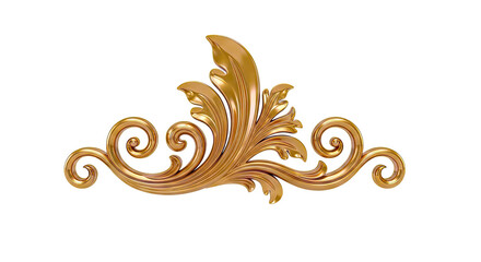 Golden Ornate Scrollwork with Leaf Motif