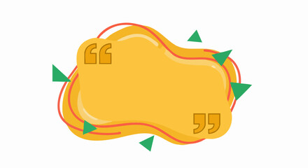 Abstract Yellow Speech Bubble with Quotation Marks and Green Triangles.