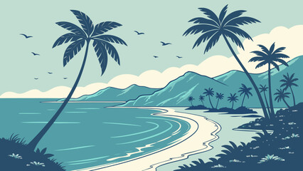 Obraz premium Minimal Tropical Coastline Vector