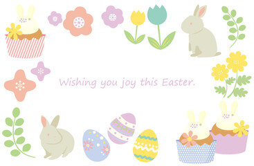 イースターエッグ、うさぎとスイーツのイラストフレーム