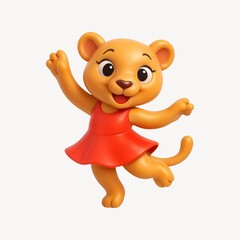 Obraz premium Cheerful cartoon lioness in dress