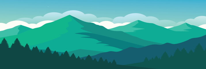 lush green mountains rise beneath a sky filled with soft © Wosm