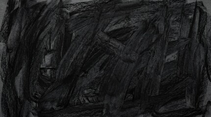 Fototapeta premium Abstract texture features heavily layered, dense, dark charcoal markings creating an organic, fibrous visual pattern across the frame with intense depth.
