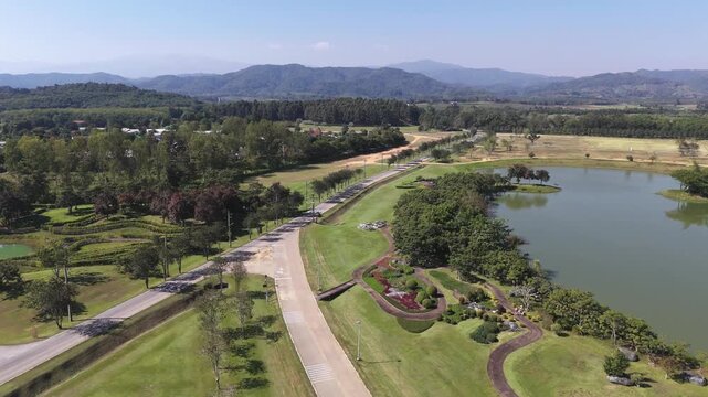 Fly over Singha park in Thailand