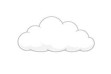White cartoon cloud icon representing weather, forecast, sky, nature, cumulus, element, and atmosphere on transparent background