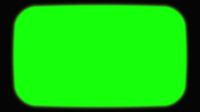 Retro TV frame with CRT screen. Analog television overlay with chroma key ready center, perfect for glitch edits, vintage broadcast, and nostalgic. Green TV screen with VHS effect