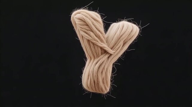 Close Up Yarn Letter Y Shaped Rope Texture.