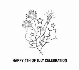 Fototapeta premium Patriotic USA Freedom Statue of Liberty Minimal Illustration