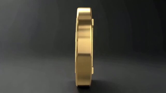 Golden E Emblem Coin Rotating 3D Logo Display.