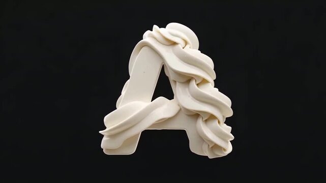 Sculpted Letter A Wrapped in Fabric on Black.