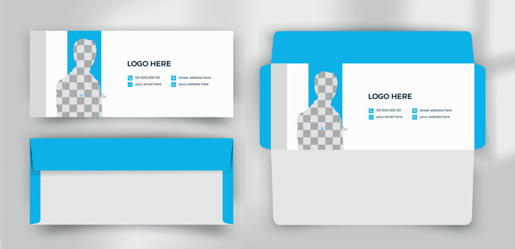Professional Medical Healthcare Envelope Template with Doctor Image and Clean Blue Geometric Design
