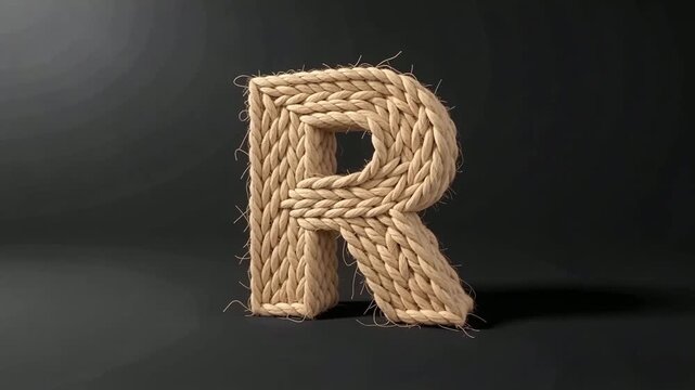 Rope Letter R Close Up On Dark Background.