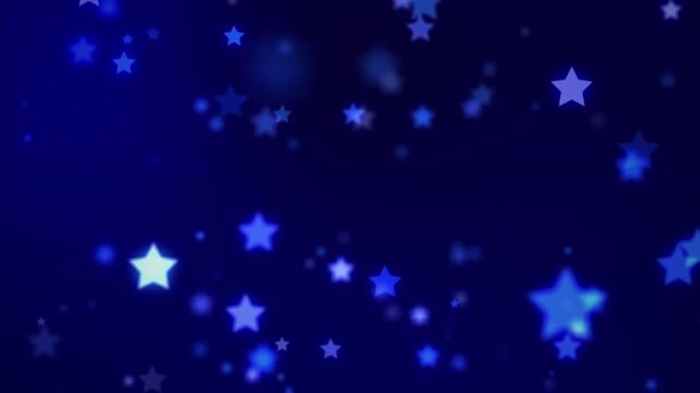 Blue glowing stars abstract background bokeh twinkling