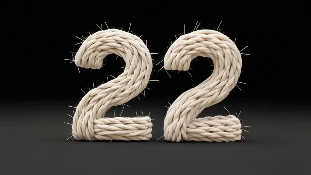 Countdown Numbers Made From Rope On Dark Background.