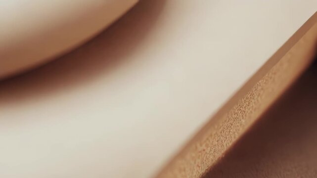 Fabric texture features soft undulating creases and drapery, creating abstract patterns and shadows, providing a neutral beige and brown background for various design concepts