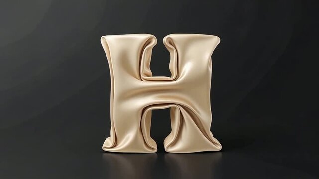 Golden Letter H Sculpture On Dark Background.