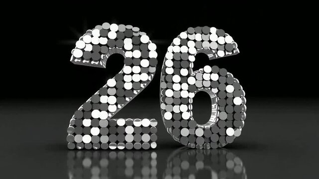 Shimmering Silver Sequin Numbers Twenty Six In Night Studio.