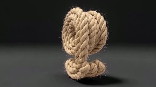 Rope Number Sculptures In Motion With Coiled Loop And Knot.