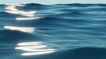 Obraz premium Sunlight Reflecting on Rippling Blue Ocean Water Surface.