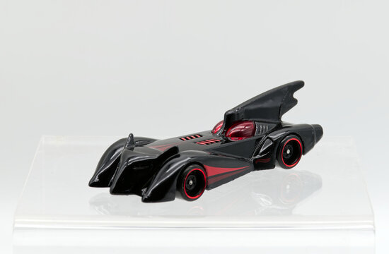 Bologna - Italy - February 10, 2026: Batmobile from Batman the brave and the bold die-cast model by Hot Wheels.