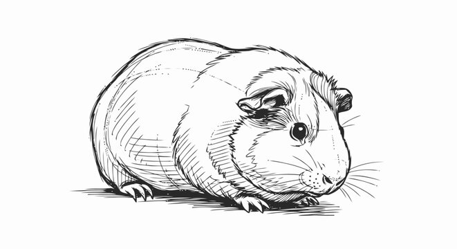 Guinea Pig Illustration Detailed Sketch Art.