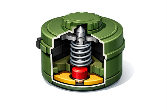 Cutaway Technical Illustration of Deactivated M14 Anti-Personnel Mine