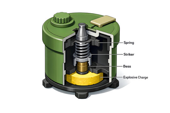Cutaway Technical Illustration of Deactivated M14 Anti-Personnel Mine