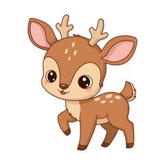 Cartoon Illustration of Forest Baby Deer