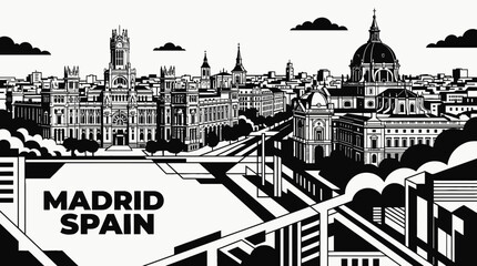 madrid spain europe capital city skyline landmark architecture urban travel tourism historic culture downtown plaza landscape © samira