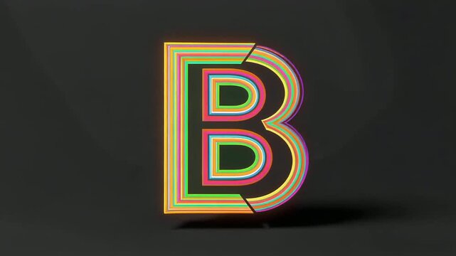Colorful Rainbow Letter B with Layered Outline and Shadow.