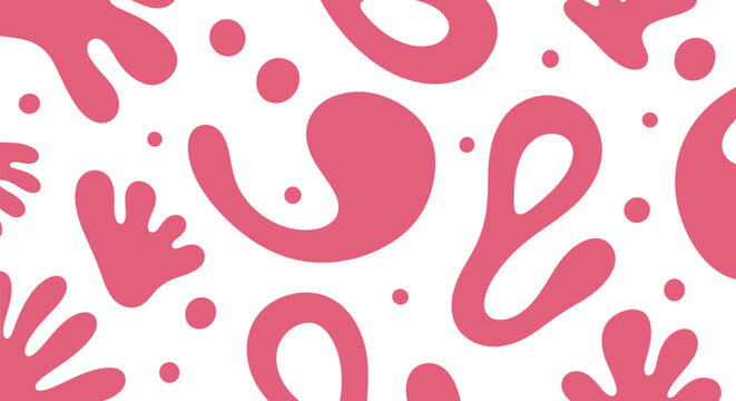 Abstract organic blob pattern background with pink fluid shapes and playful modern design for wallpapers, textiles, and creative branding use
