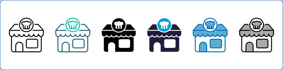 Restaurant Single Icon Set Multistyle