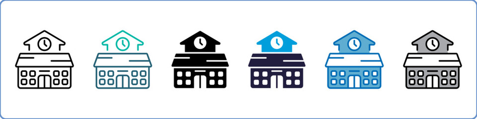 School Single Icon Set Multistyle