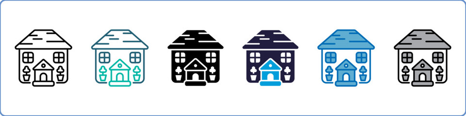 Villa Single Icon Set Multistyle