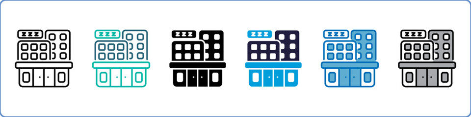 Hotel Single Icon Set Multistyle