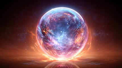 Obraz premium A glowing crystal ball showing a vibrant and transformative vision of the future. (2)