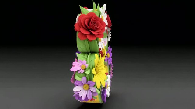 Vibrant Floral Number Eight Display Across Dark Studio Backdrop.