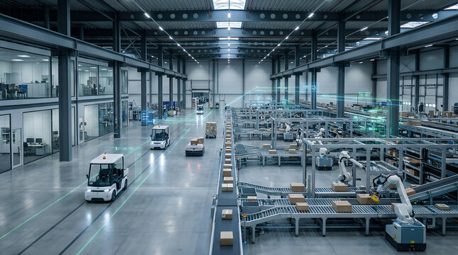 Automated Warehouse with Robotic Arms and Electric Vehicles for Smart Distribution