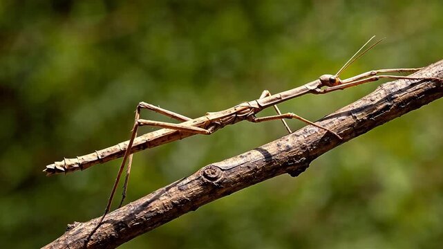 Stick insect perched on a branch